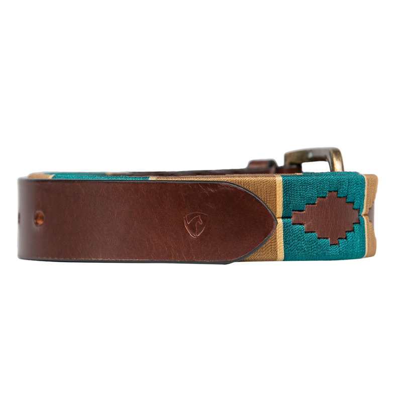 Hy Equestrian Polo Belt - Teal/Mocha/Beige-1